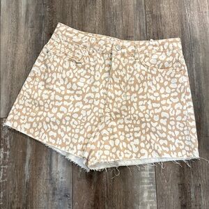 Zara Tan and White Jean Shorts with Relaxed Fit